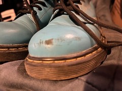 Junior Docs Doc Dr Martens 1460 Light Blue 8 eyelet Lace & Zip Boots Kids US 1