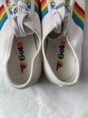 Gola Classics Coaster Rainbow White Canvas Sneakers Vegan Boho Size 5