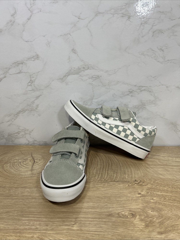 Vans Kids Old Skool V Checkerboard Stormy Weather Blue Shoes 507698 Sz 3 New