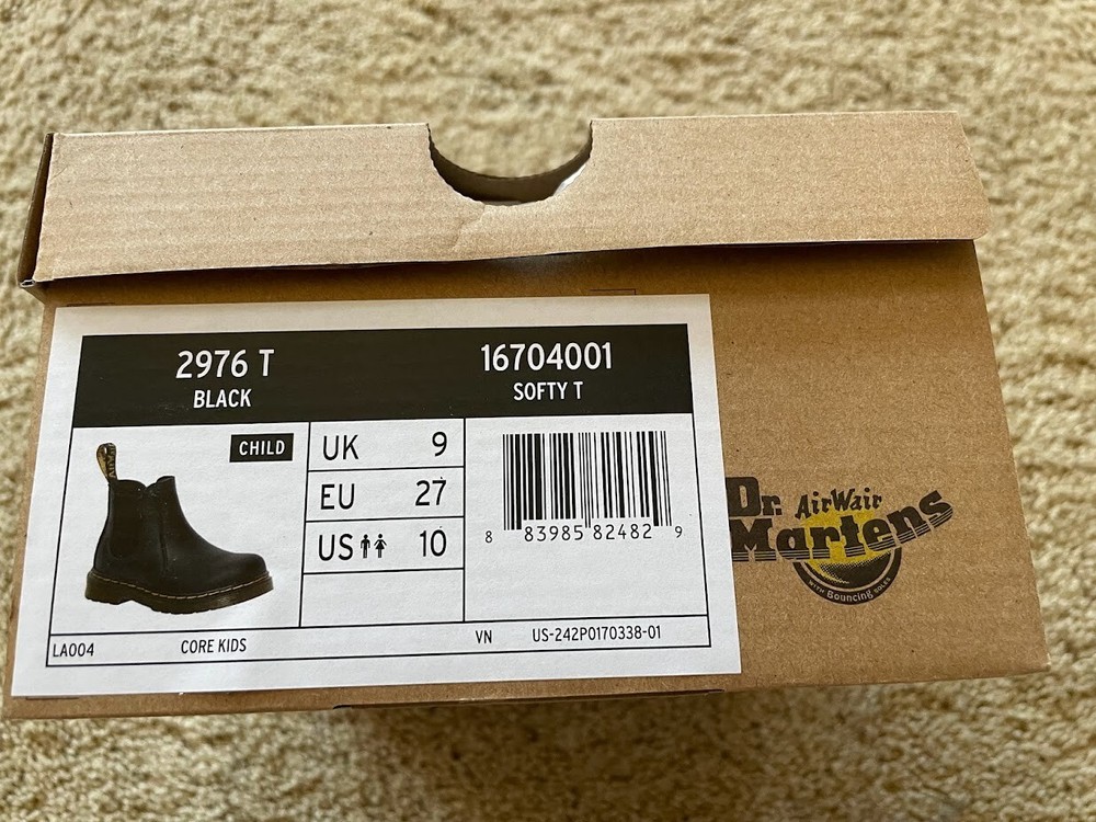 Dr. Martens Kids‘ 2976-T Softy Leather Combat Boots Toddler Size 10