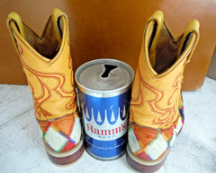 PATCHWORK LEATHER~KIDS COWBOY BOOTS~COLORFUL~WESTERN SQUARE TOE~HECHO EN MEXICO!