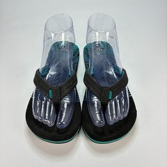 Reef Ahi Aqua Palms Black Blue Palm Leaf Flip Flop Sandals Youth Size 5