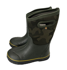 BOGS Rain Mud Boots Camo Green Waterproof Insulated Big Kids Youth Size 2 EU 33