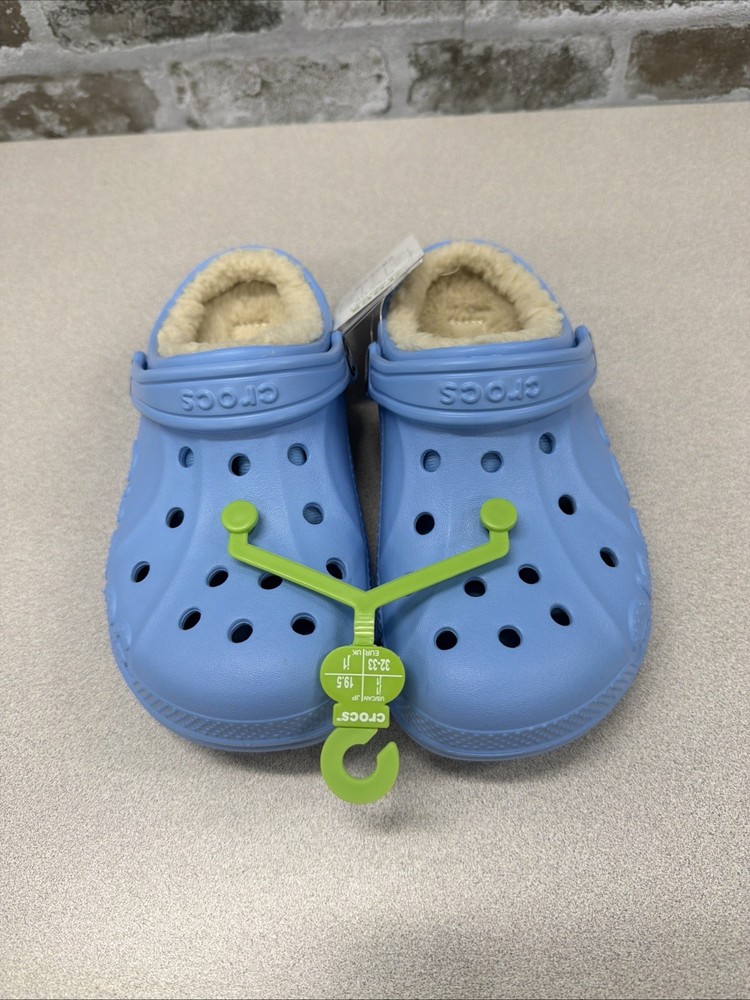 CROCS Kids size J1 Baya Lined Clogs Blue, 207500-4TB