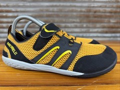 Merrell Trail Glove Kids Dark Cheddar Barefoot Running Shoe Black/Yellow Yth 6.5