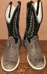 Old West Kids Size 1 Brown Black Leather Buckaroo Cowboy Western Boots