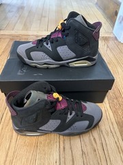 Jordan Air Jordan 6 Retro GS Black/Bordeaux/Graphite Leather Sneaker 5.5Y