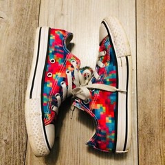 Youth Size 1 Lace-Up Converse All Star Sneakers Multi Color… Minimal Wear