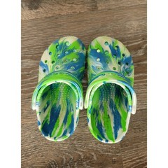 Crocs Classic Marbled Clog Kids Size C7 Green Blue White Swirl Slip On Shoes #2