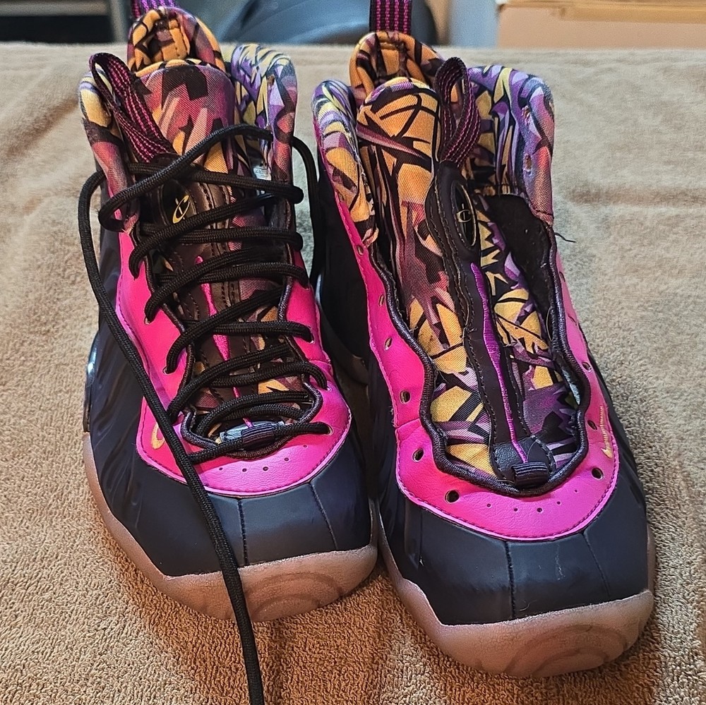 Nike Little Posite One High Top Sneakers Black Pink Kids 4.5Y DQ6210-500