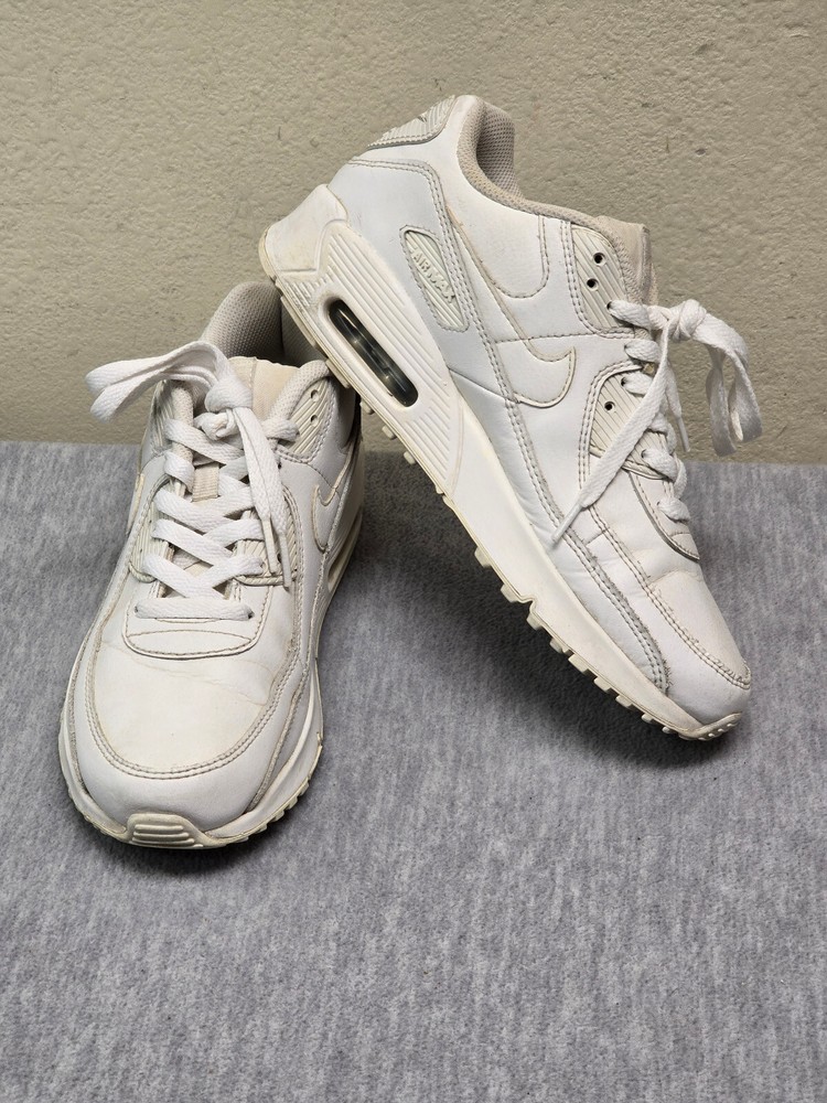 Nike Air Max 90 LTR GS Triple Youth White Sneakers Shoes CD6864-100 US Size 6.5y