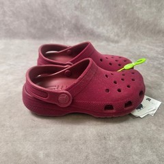 Crocs Classic Velvet Clog Burgundy Red Kids Juniors Size J1 211877-6XH