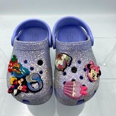 Crocs Classic 206992 Kid’s US 9 Clogs Lavender Glitter Sea Friends Ankle Strap