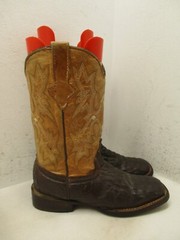 Republic of Texas Boot Co Kids Brown Leather Alligator Print Cowboy Boots Sz 2.5