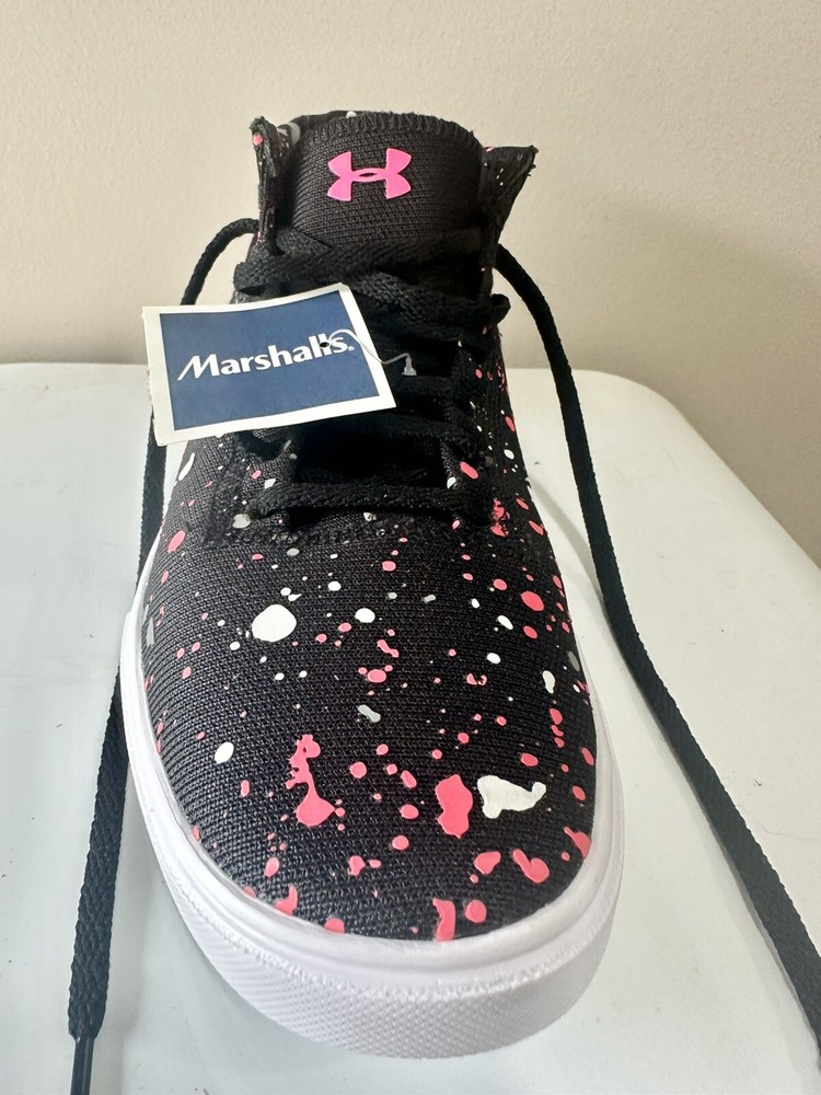 NEW Under Armour Kickit2 Paint Splatter Youth Size 6.5 Black Shoes 1301970-001