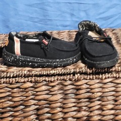 Hey Dude Wendy Washed Toddler Black Speckled Shoes Size US T 7