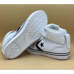 Converse Pro Blaze Strap White Black Leather High Top Youth Sneakers A01073C 3Y