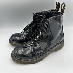 Dr. Martens 1460 J Boots Youth Size 2 Patent Leather Lace Up Side Zip Shoes