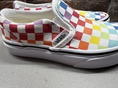 Vans “Off The Wall” Classic Slip-On Sneakers Kids Size 11 Rainbow Checkerboard