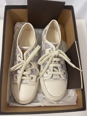 Authentic Louis Vuitton Coated Canvas Leather Lace Up Sneakers Size 32 US 1