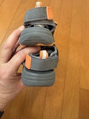 Cat & Jack Unisex Kids Gray/Orange/Black Mesh Hook & Loop Sneakers Size 6