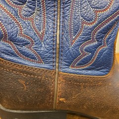 Ariat Brown Blue Leather Square Toe Cowboy Boots Size 2.5 Farmer Stylish Red