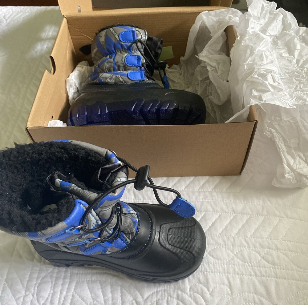 Members Mark Kids Size 11/12 Blue Waterproof Insulated Snow Boots