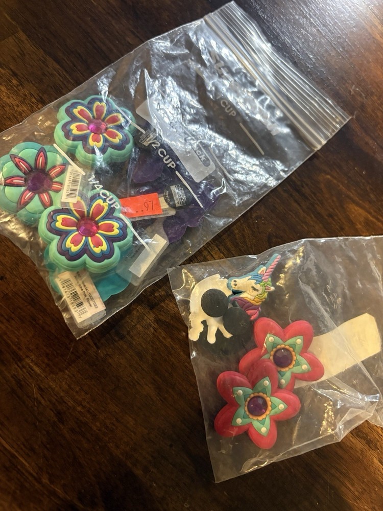 Girls Multicolor Plastic Non-Slip Croc Clips Flower Floral & Unicorn, One Size