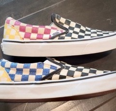 LIMITED EDITION!!!! Vans sparkly checkerboard slip-on shoes size 6