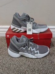 Size 6 Youth Unisex Adidas D.O.N. Issue 2 Grey Lace Up Basketball Shoes FW8515