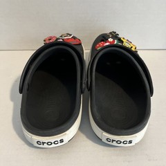 Juniors CROCS Shoes CROSBAND Black & White Slip On Clogs w/ Jibbitz Charms Sz J3