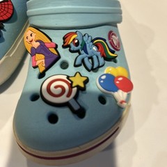 CROCS Kids Crocband II Clogs US Size c10/11 Ice Blue/Candy Pink Shoes