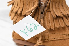 Minnetonka Double Fringe Side Zip Suede Tan Children’s Boots Sz 12