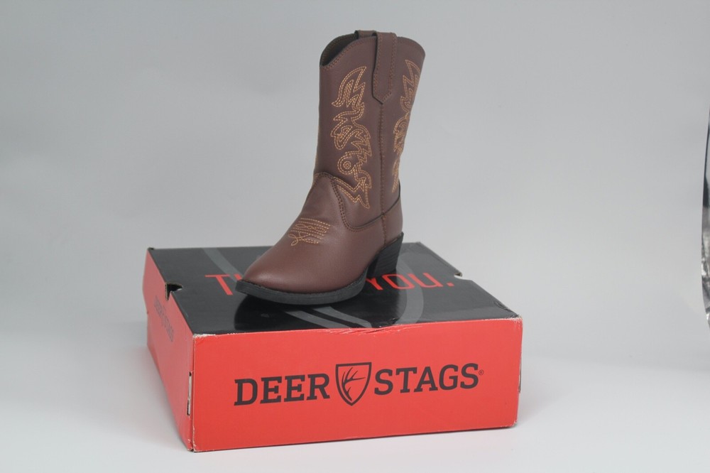 Deer Stags Kids‘ Ranch Cowboy Boot Brown – Size 12 – New In Box