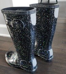 Hunter Big Kid Original Giant Glitter Black Rain Boot UK1/EU33/US B2/G3