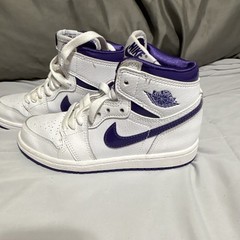 Jordan Air Jordan 1 High Top White/Purple Unisex Kids 13C CU0449-151 no box