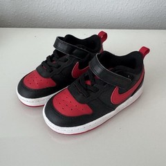 Nike BQ5453-007 Black Red Synthetic Low Top Sneakers 8C Kids Athletic Shoes