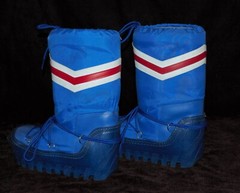 Vintage Lasco Moon Boots Blue White Red Laces 1980 Korea Size 5-6 #20