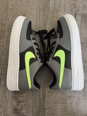 Nike Air Force 1 (GS) Kids Sneaker 5Y Black Gray Green Leather CT3839-010