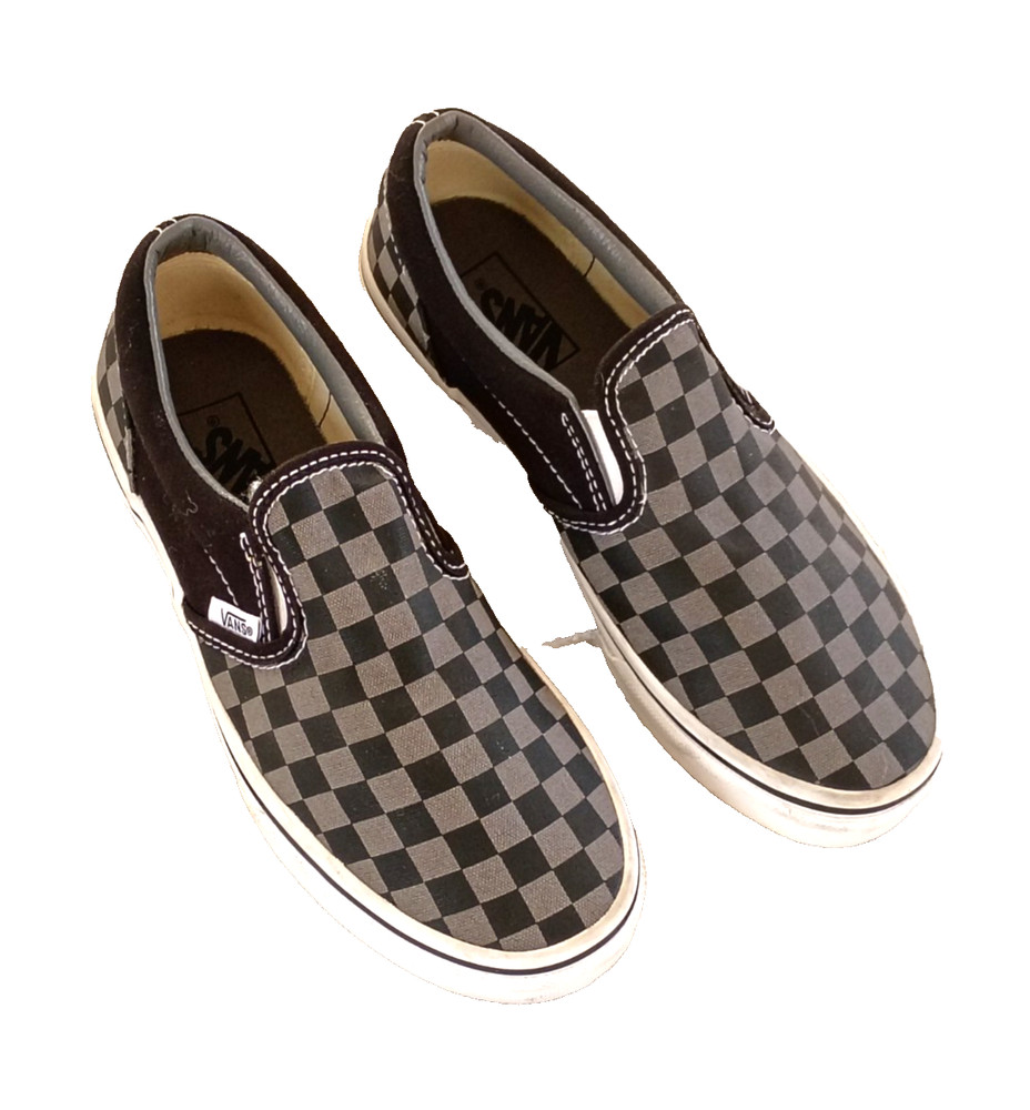 Vans Kids Classic Checkerboard Slip-On Black and Pewter Size 3