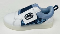 Ecko Unltd. Blue Camo/White Light-up Sneakers w/hook & loop strap~Kids sz 1~NWT