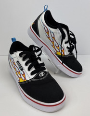 Heelys Pro 20 Prints Skate Shoes Black & White with Flames – Youth SIZE 5 EUC