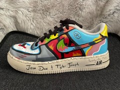 Hand Painted Nike Air Force 1 – Twenty One Pilots design, 4.5Y, slightly worn