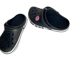 Crocs Kids Crocband Clog Black White Stripe Size C12 Donut Jibbitz Charm