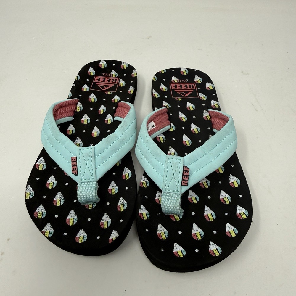 Reef Ahi Snow Cone Teal Strap Flip Flops Kids Size 11/12 Sandal