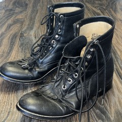 Justin Roper Black Lace Up Youth Size 6 D Kiltie Leather Boots Style 0620Y