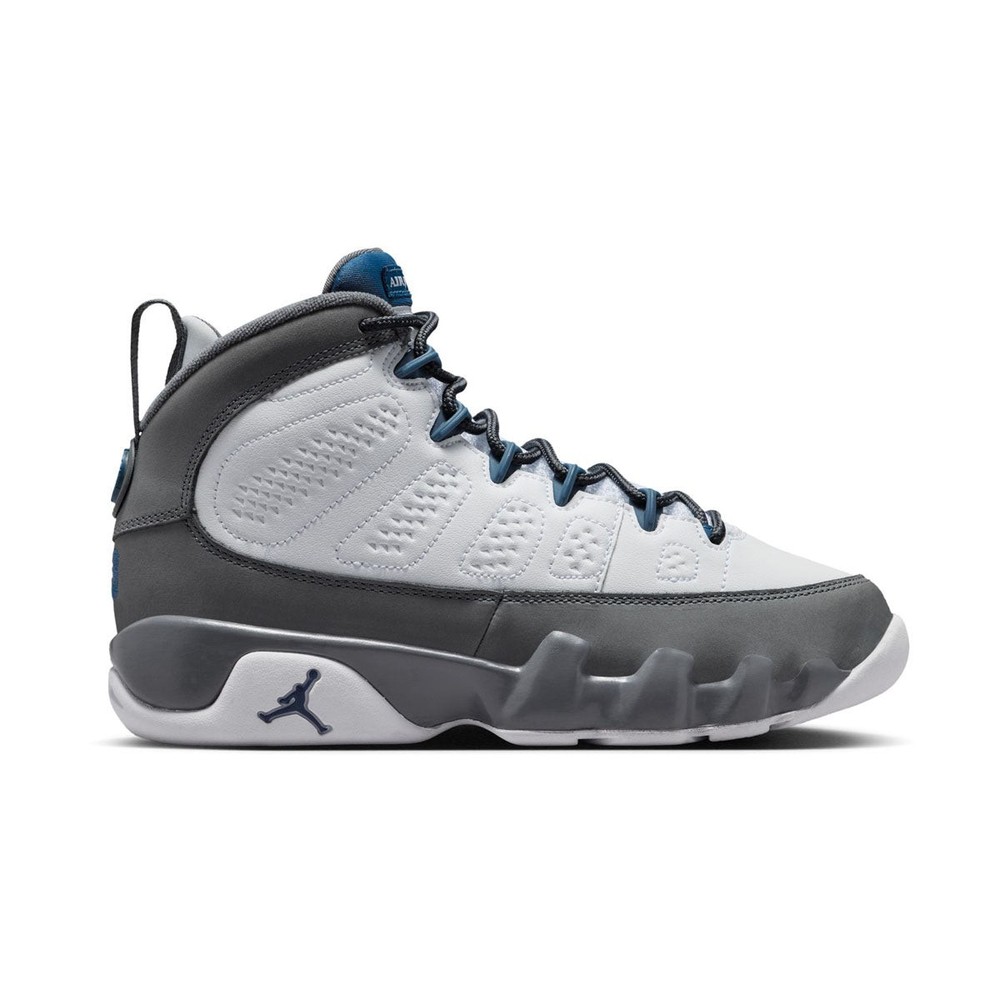 GRADE SCHOOL AIR JORDAN 9 RETRO_WHITE/FRENCH BLUE-FLINT GREY HV4574-100-SIZE 7
