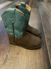 Children’s Masterson Boot Co Size 7.5 Leather Upper Cowboy Unisex Blue Brown