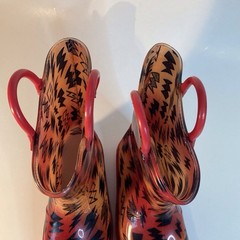 Zoogs Kids Rain Boots Orange Black, Waterproof, Pull-On Handles Size 9, Farmcore