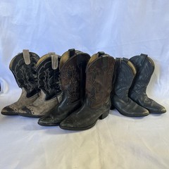 Western Cowboy Boots Set, Leather, Various Designs – small sizes